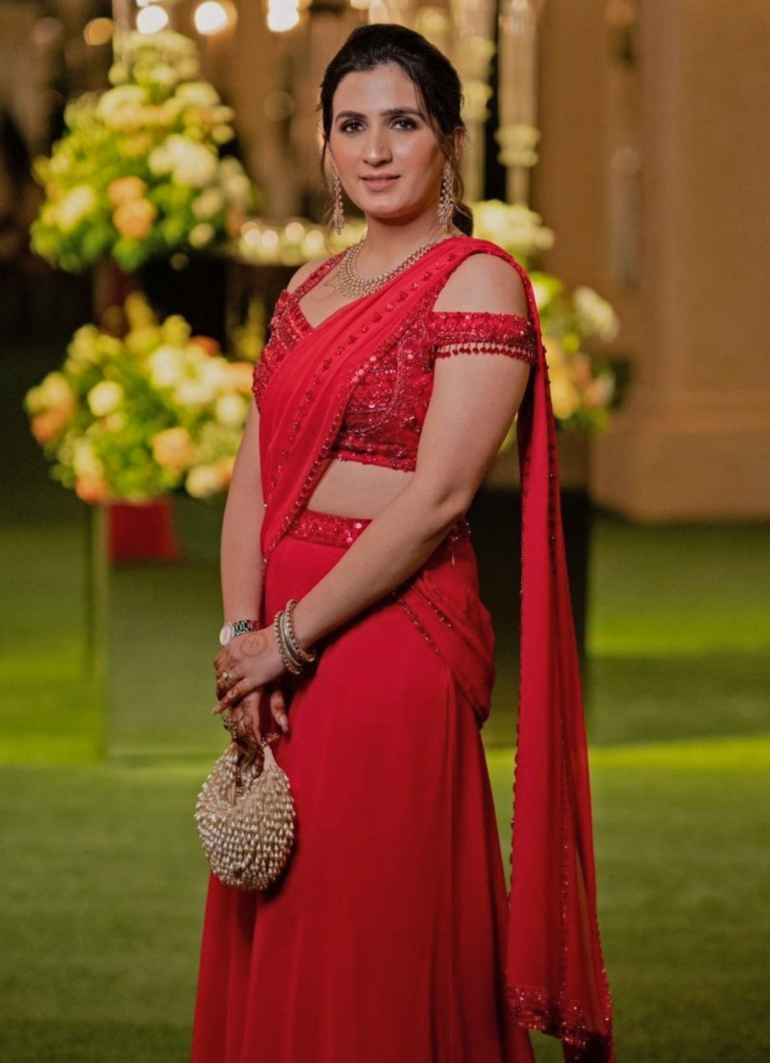 Ivory Suede Embellished Hobo Bag House of Kosha - Fabilicious Fashion