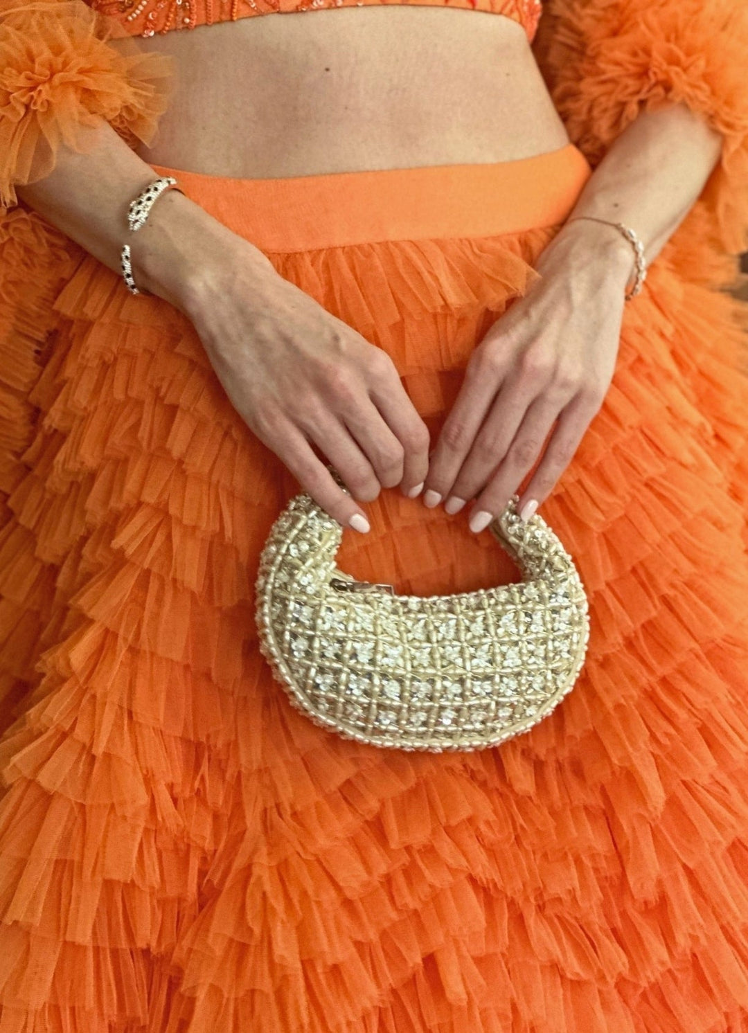 Ivory Suede Embellished Hobo Bag House of Kosha - Fabilicious Fashion