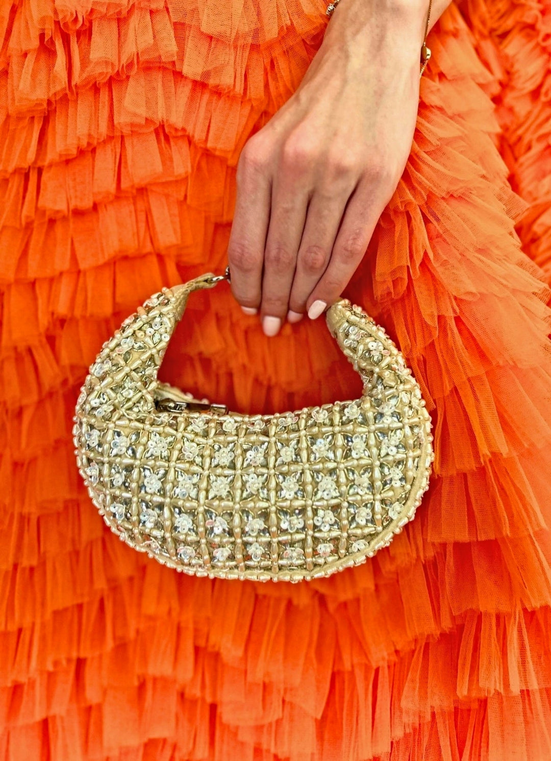 Ivory Suede Embellished Hobo Bag House of Kosha - Fabilicious Fashion