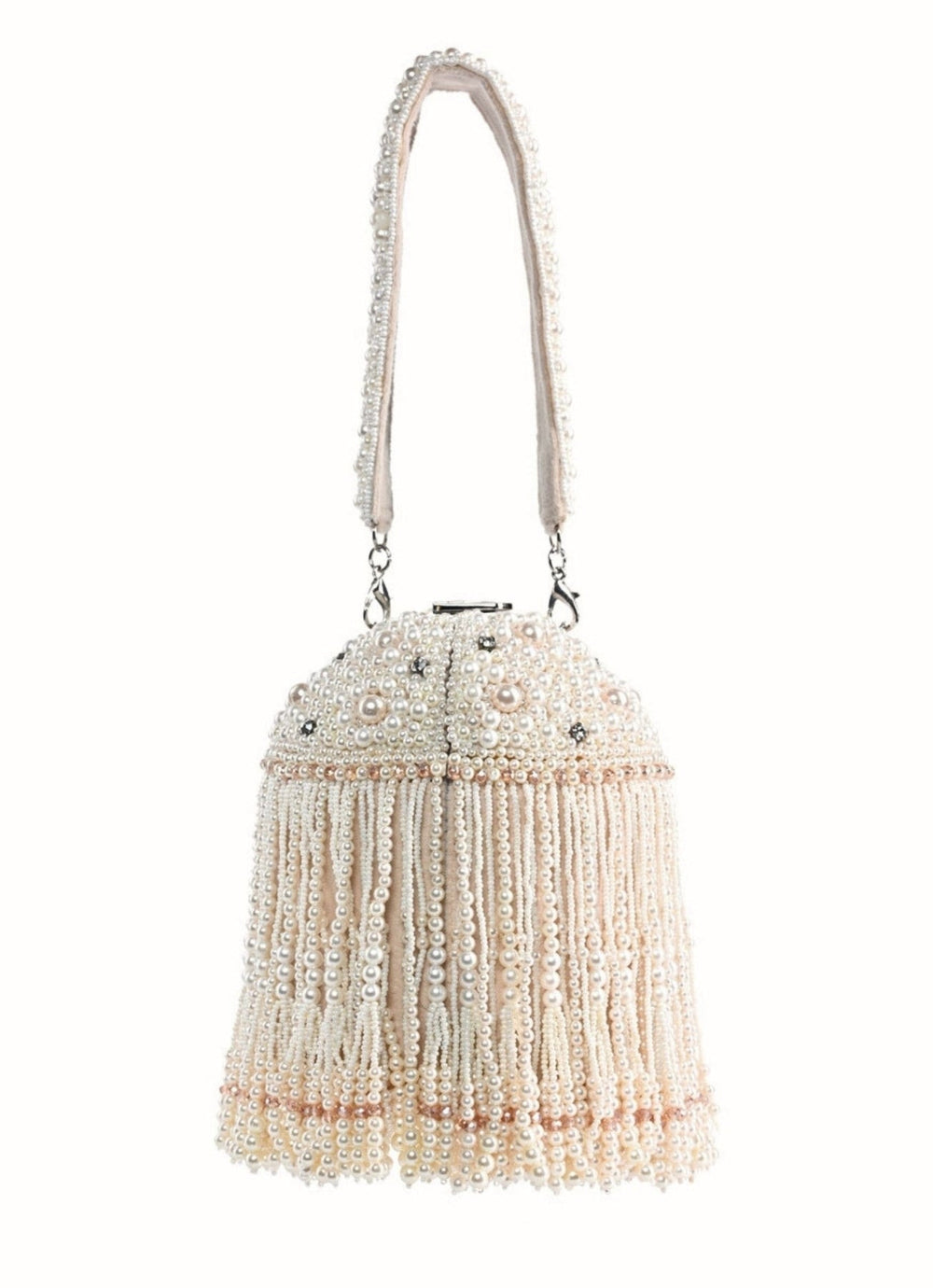 Ivory Suede Handcrafted Bucket Bag House of Kosha - Fabilicious Fashion