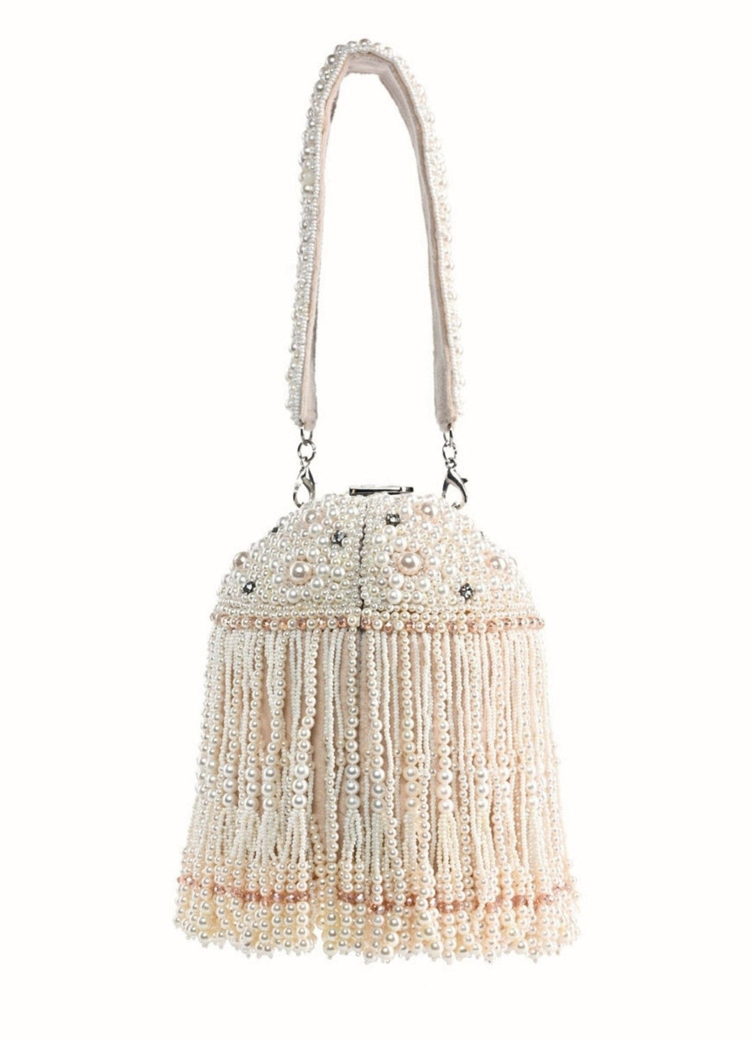 Ivory Suede Handcrafted Bucket Bag House of Kosha - Fabilicious Fashion