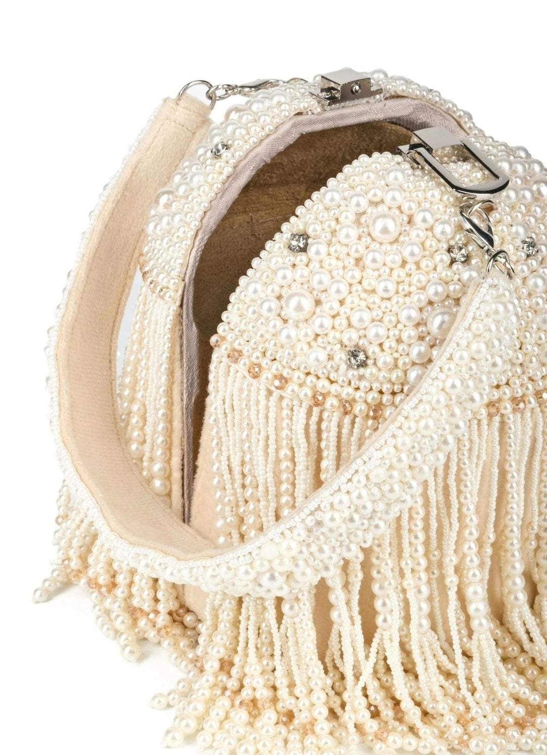 Ivory Suede Handcrafted Bucket Bag House of Kosha - Fabilicious Fashion