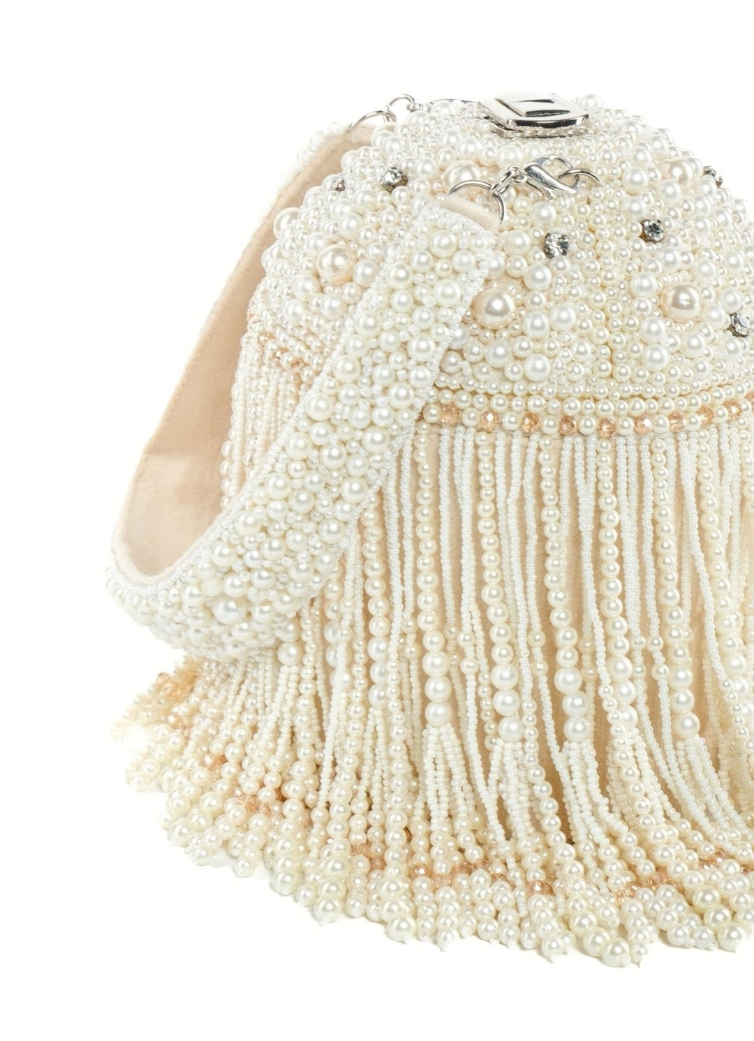 Ivory Suede Handcrafted Bucket Bag House of Kosha - Fabilicious Fashion