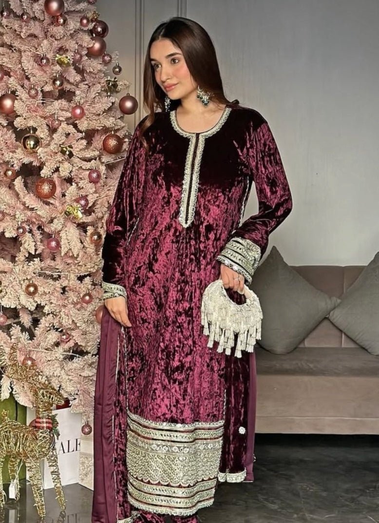 Ivory Suede Pearl Embellished Hobo Bag House of Kosha - Fabilicious Fashion