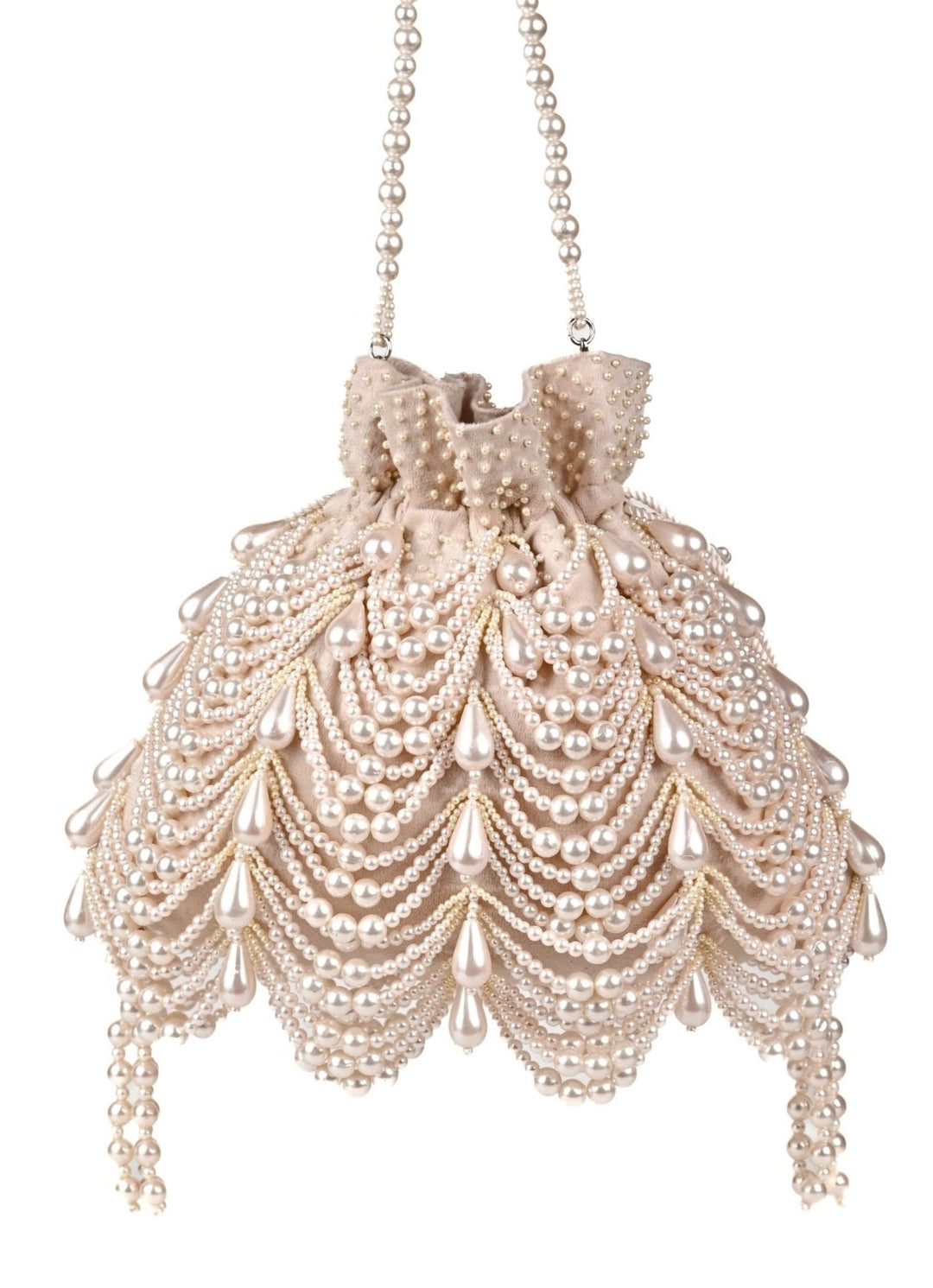 Ivory Suede Pearl Potli House of Kosha - Fabilicious Fashion