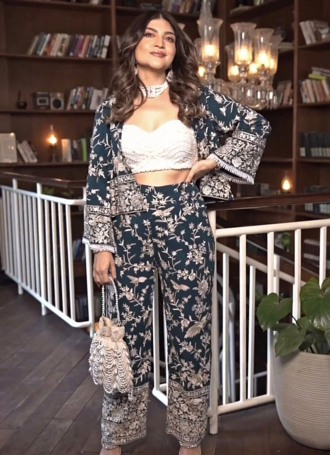 Ivory Suede Pearl Potli House of Kosha - Fabilicious Fashion