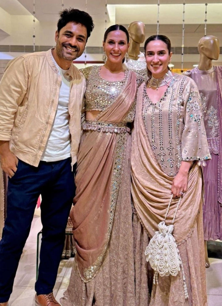 Ivory Suede Pearl Potli House of Kosha - Fabilicious Fashion