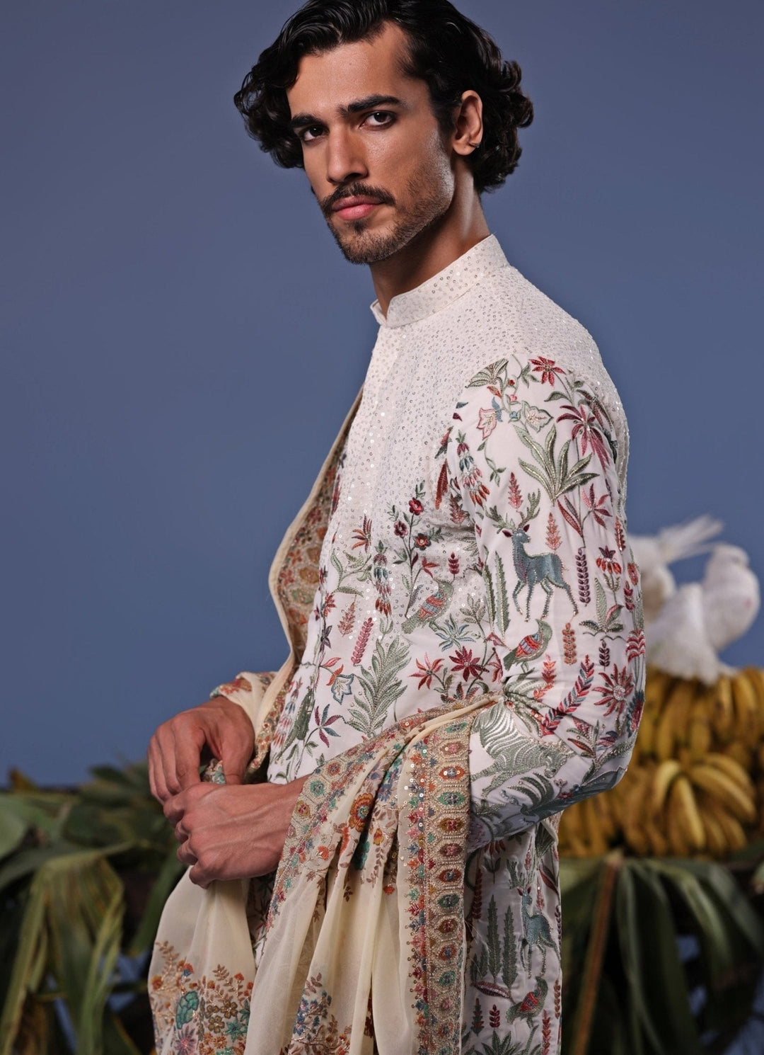 Ivory Thread Embroidered Kurta Patiala Pant Set Kalpraag - Fabilicious Fashion