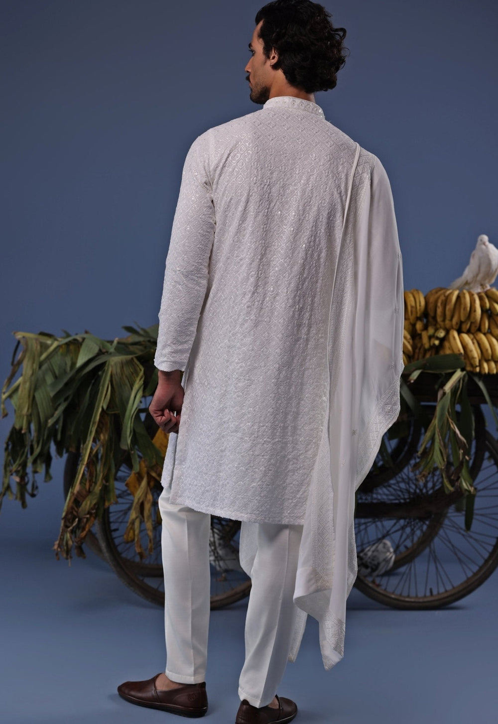 Ivory Thread Embroidered Kurta Patiala Pant Set Kalpraag - Fabilicious Fashion