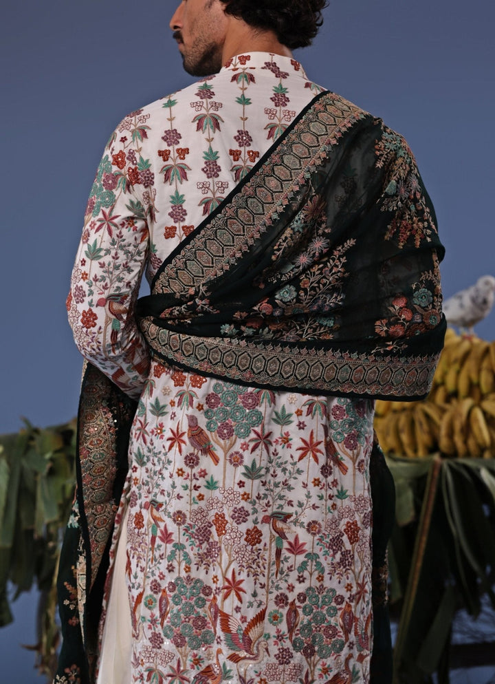 Ivory Thread Embroidered Kurta Patiala Pant Set Kalpraag - Fabilicious Fashion