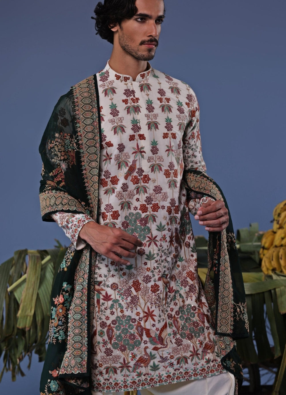 Ivory Thread Embroidered Kurta Patiala Pant Set Kalpraag - Fabilicious Fashion