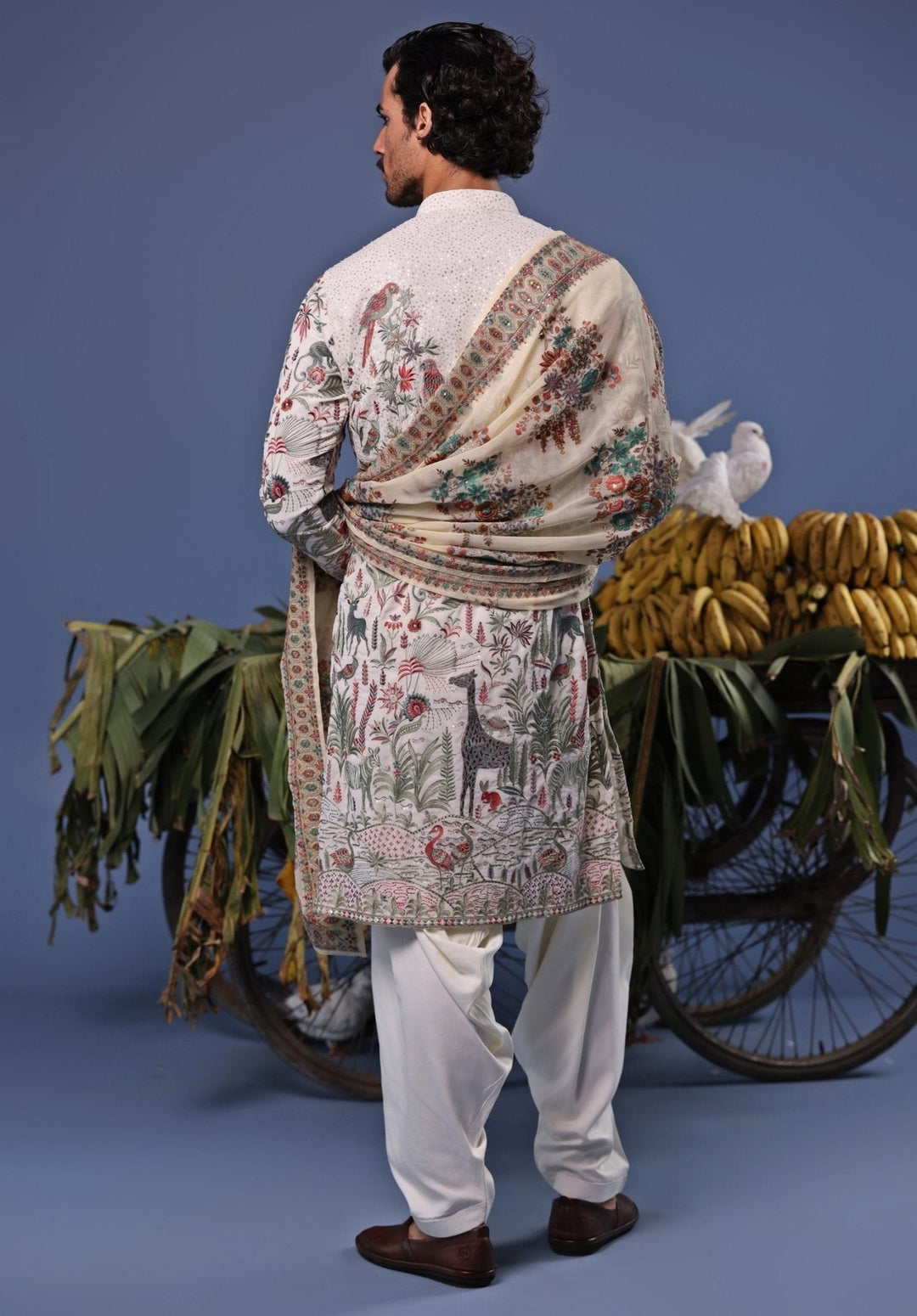 Ivory Thread Embroidered Kurta Patiala Pant Set Kalpraag - Fabilicious Fashion