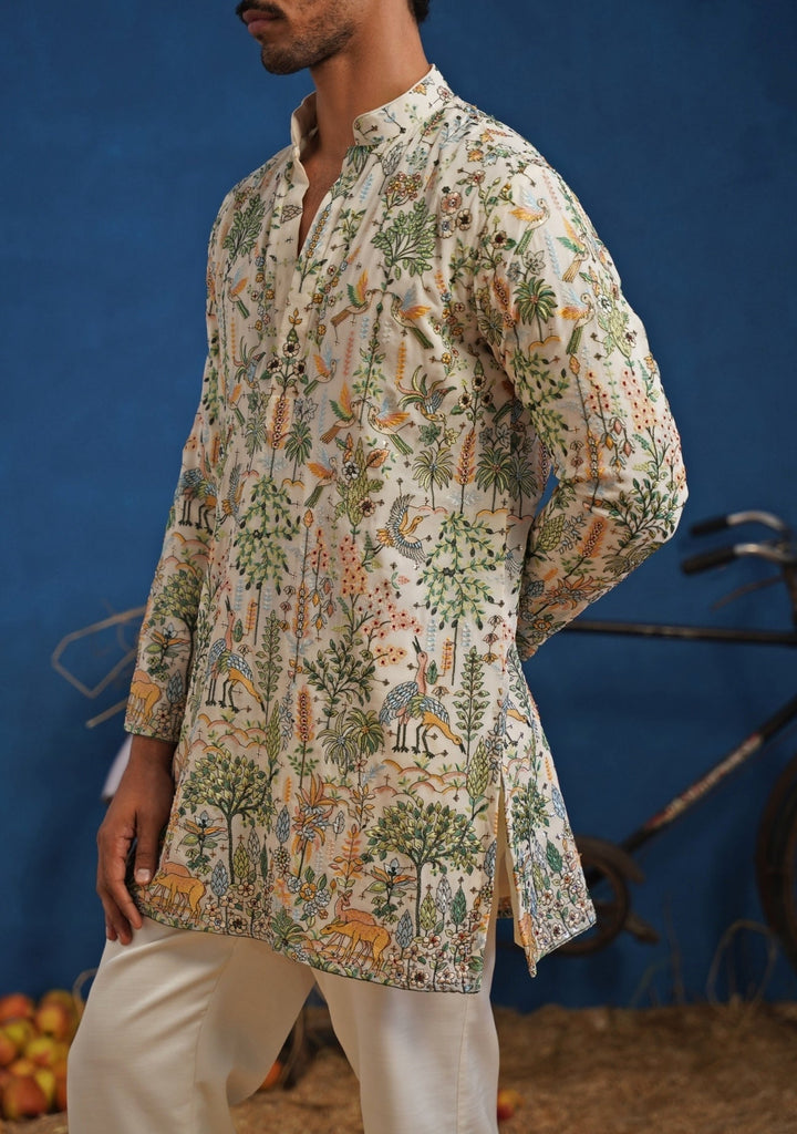 Ivory Thread Georgette Short Kurta Set Kalpraag - Fabilicious Fashion