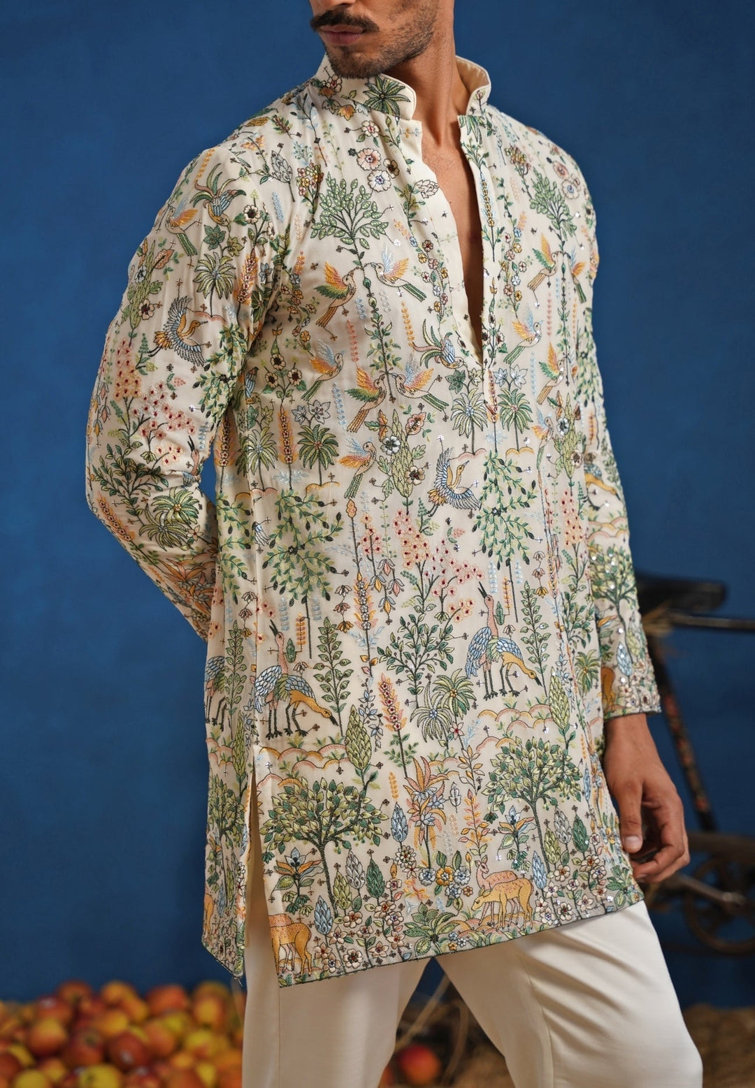 Ivory Thread Georgette Short Kurta Set Kalpraag - Fabilicious Fashion