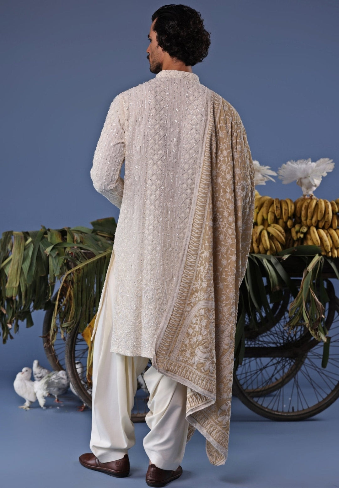 Ivory Thread work Kurta Patiala Pant Set Kalpraag - Fabilicious Fashion