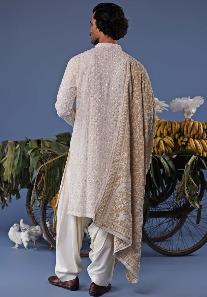 Ivory Thread work Kurta Patiala Pant Set Kalpraag - Fabilicious Fashion