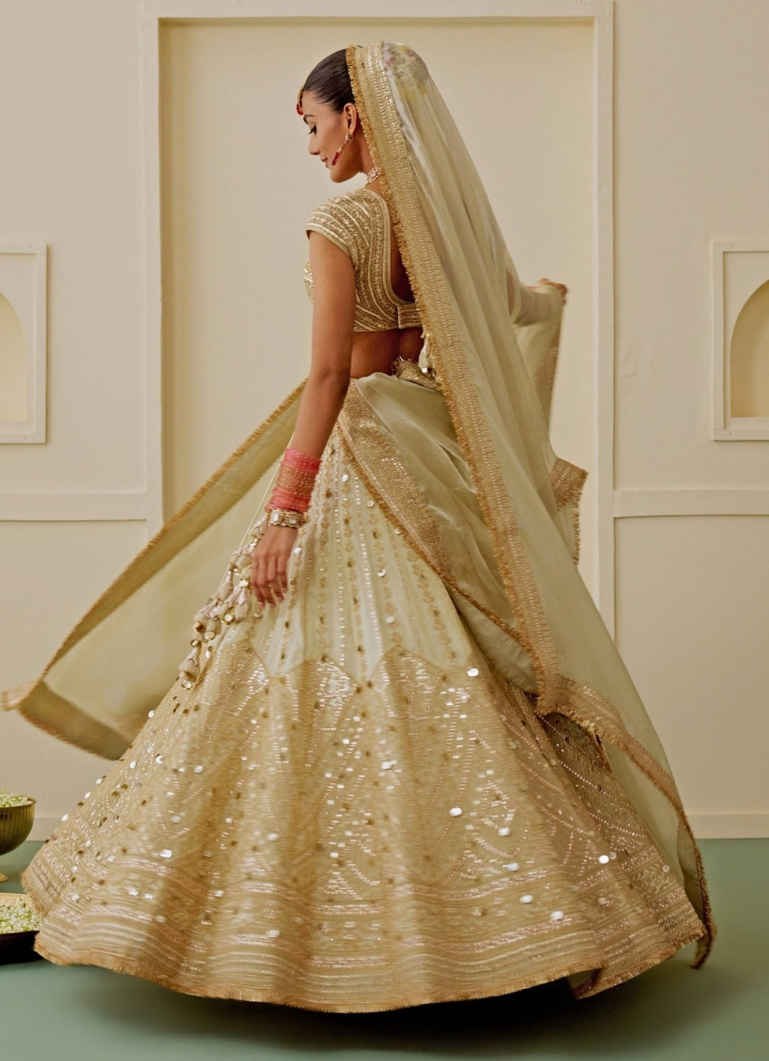 Gopi Vaid Ivory Tissue Bridal Lehenga SetFabilicious Fashion