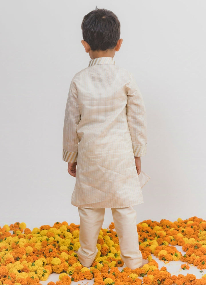 Ivory Tissue Chanderi Kurta Set Chotibuti - Fabilicious Fashion