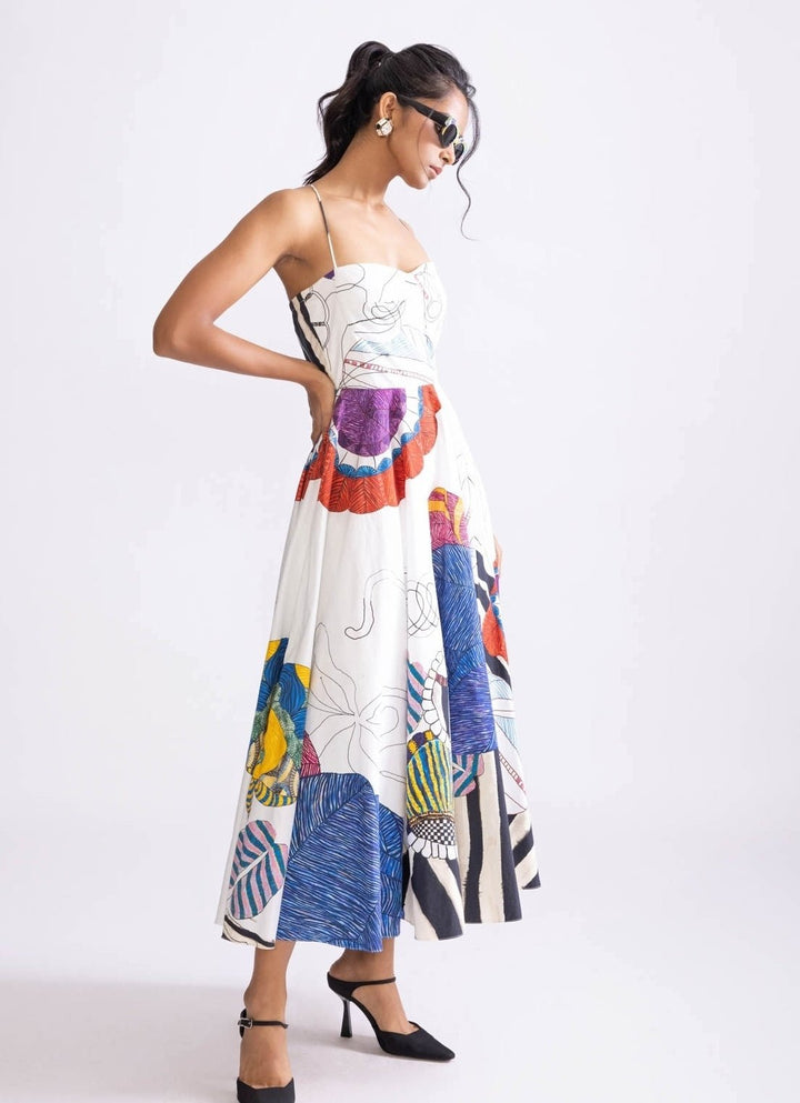 Ivory Tribal Print Dress Saaksha & Kinni - Fabilicious Fashion