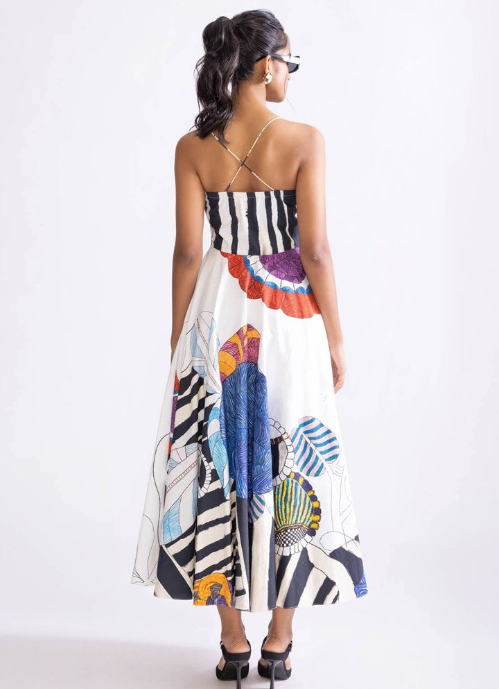 Ivory Tribal Print Dress Saaksha & Kinni - Fabilicious Fashion