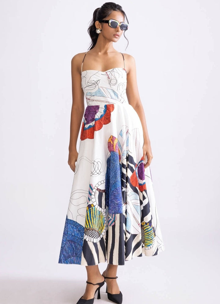 Ivory Tribal Print Dress Saaksha & Kinni - Fabilicious Fashion