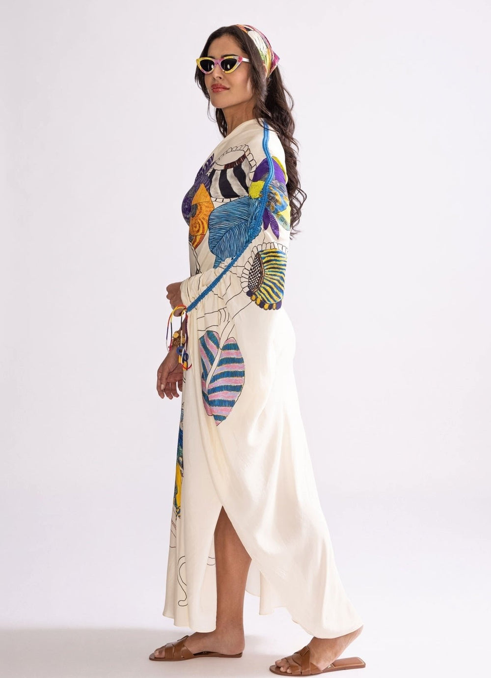 Ivory Tribal Print Kaftan Saaksha & Kinni - Fabilicious Fashion