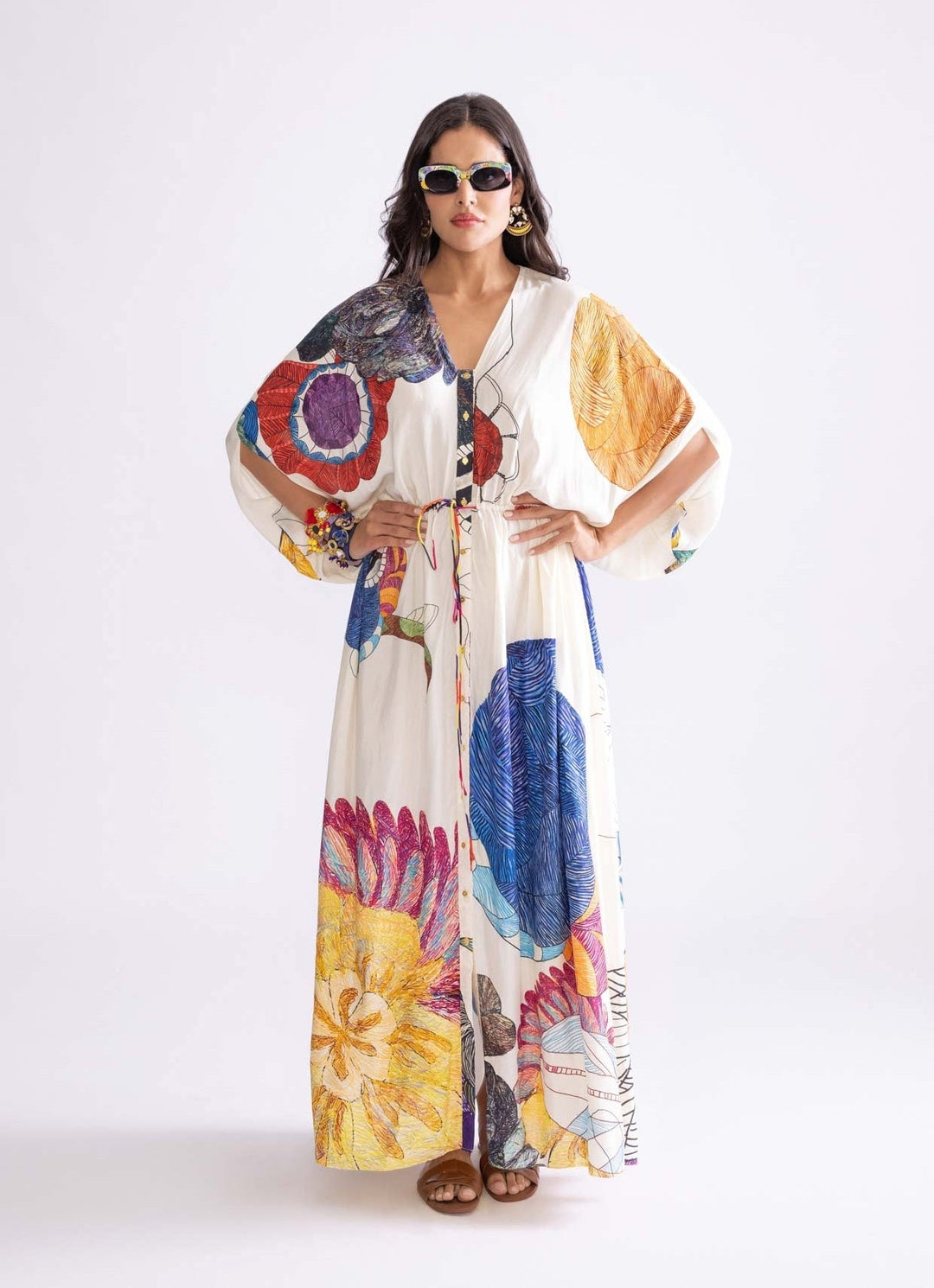 Ivory Tribal Print Kaftan Saaksha & Kinni - Fabilicious Fashion