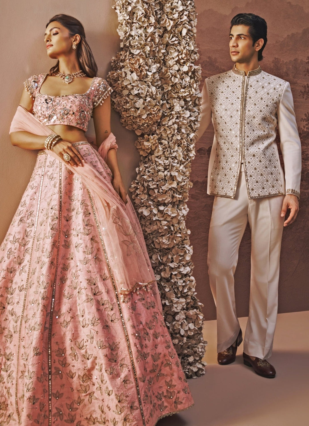 Contrast by Parth Ivory Twill Suiting Bandhgala SetFabilicious Fashion