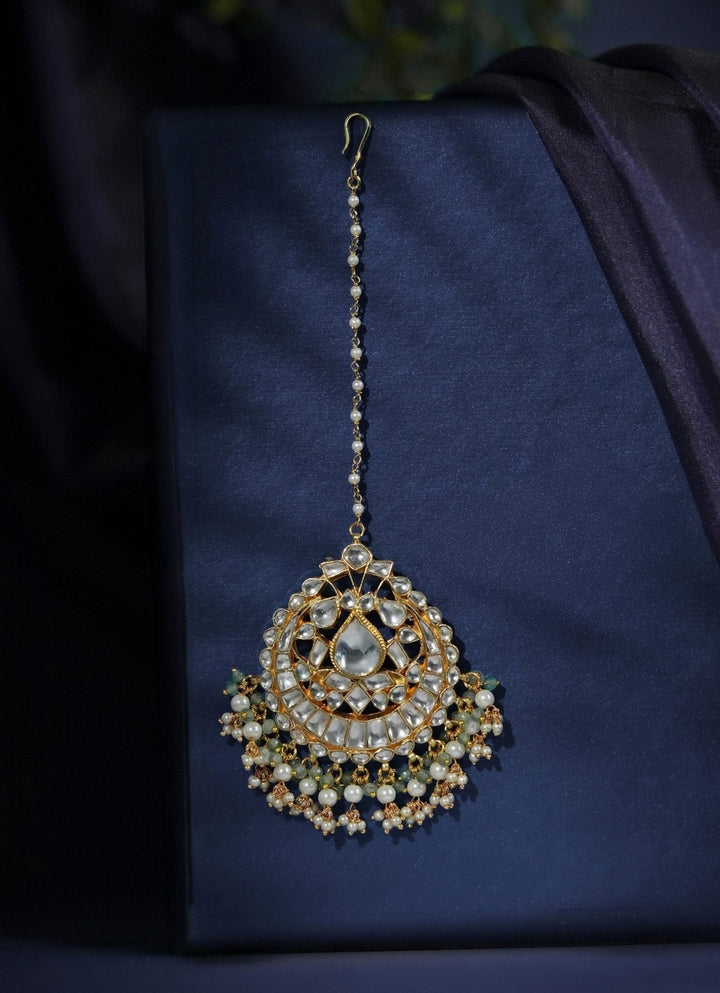 Jadau Matte Gold Bridal Maangtikka Riana Jewellery - Fabilicious Fashion