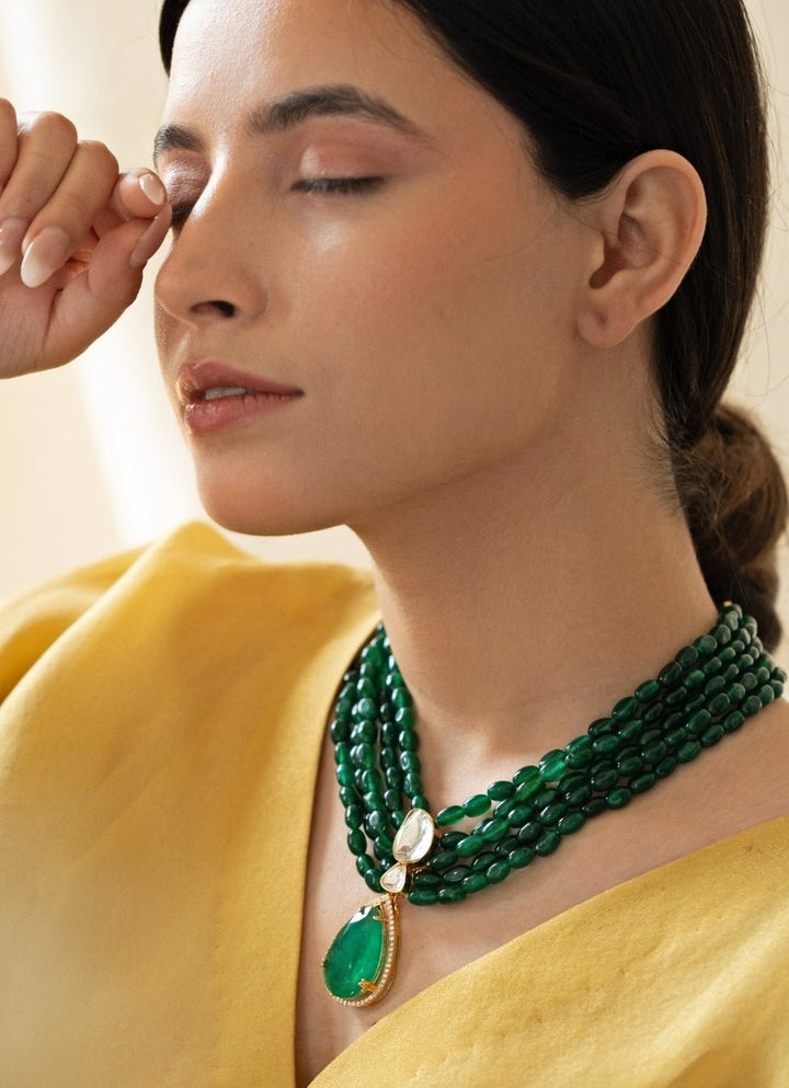 Do Taara Jade Green Polki NecklaceFabilicious Fashion