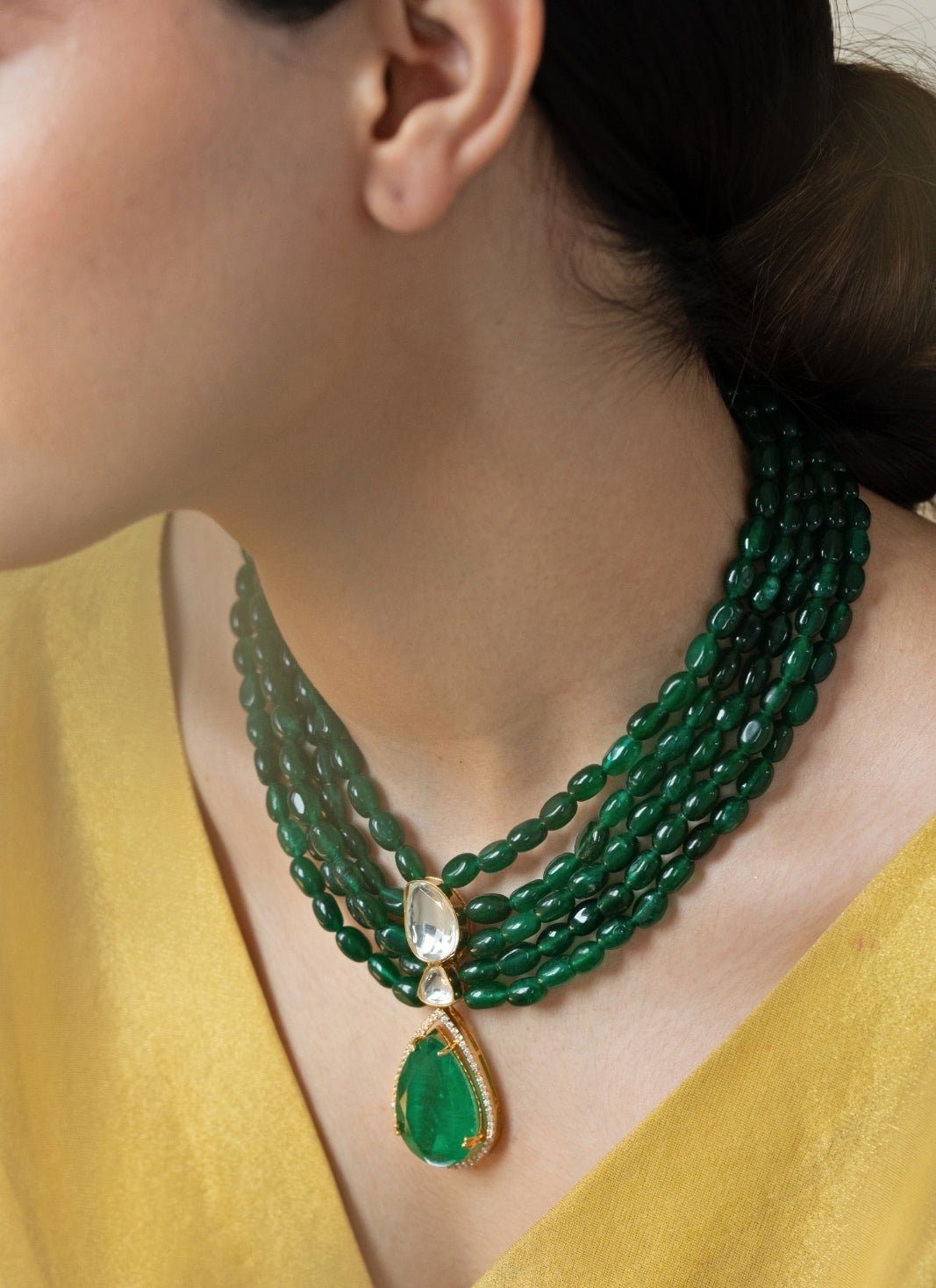 Do Taara Jade Green Polki NecklaceFabilicious Fashion