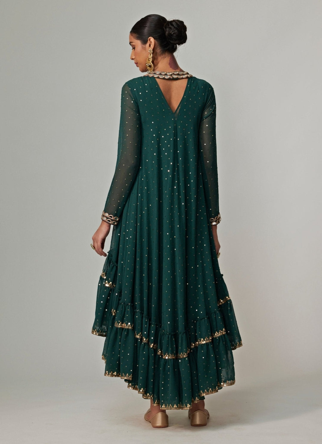 Jade Green Sequins Georgette Dhoti Kurta Set Vvani by Vani Vats - Fabilicious Fashion
