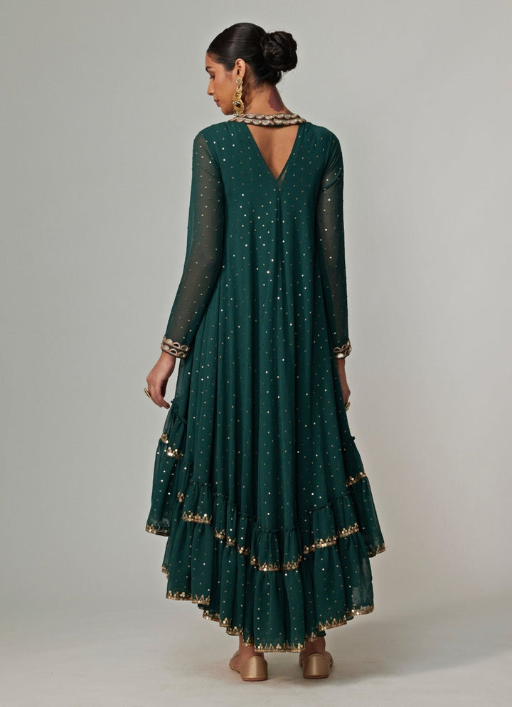 Jade Green Sequins Georgette Dhoti Kurta Set Vvani by Vani Vats - Fabilicious Fashion
