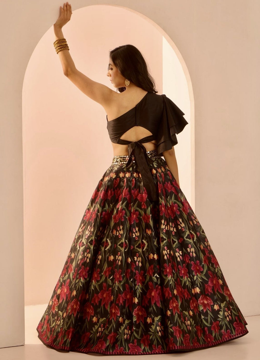 Kaya Black Printed Lehenga Set Rashika Sharma - Fabilicious Fashion