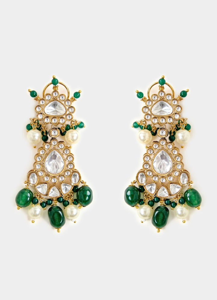 Kundan And Green Bead Bridal Necklace Set Vivinia By Vidhi Mehra - Fabilicious Fashion