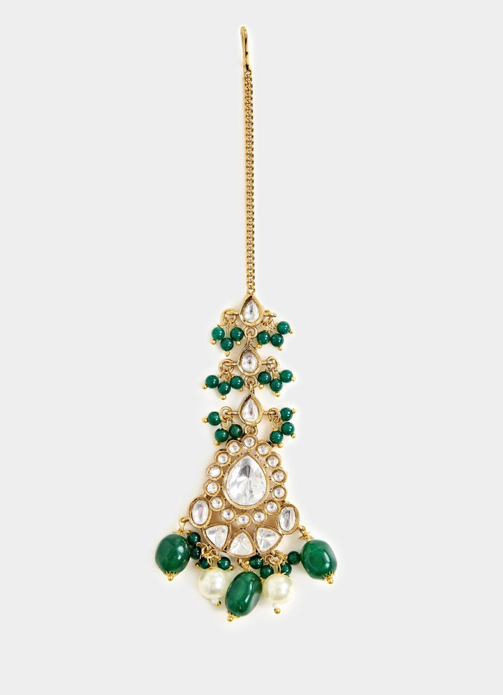 Kundan And Green Bead Bridal Necklace Set Vivinia By Vidhi Mehra - Fabilicious Fashion
