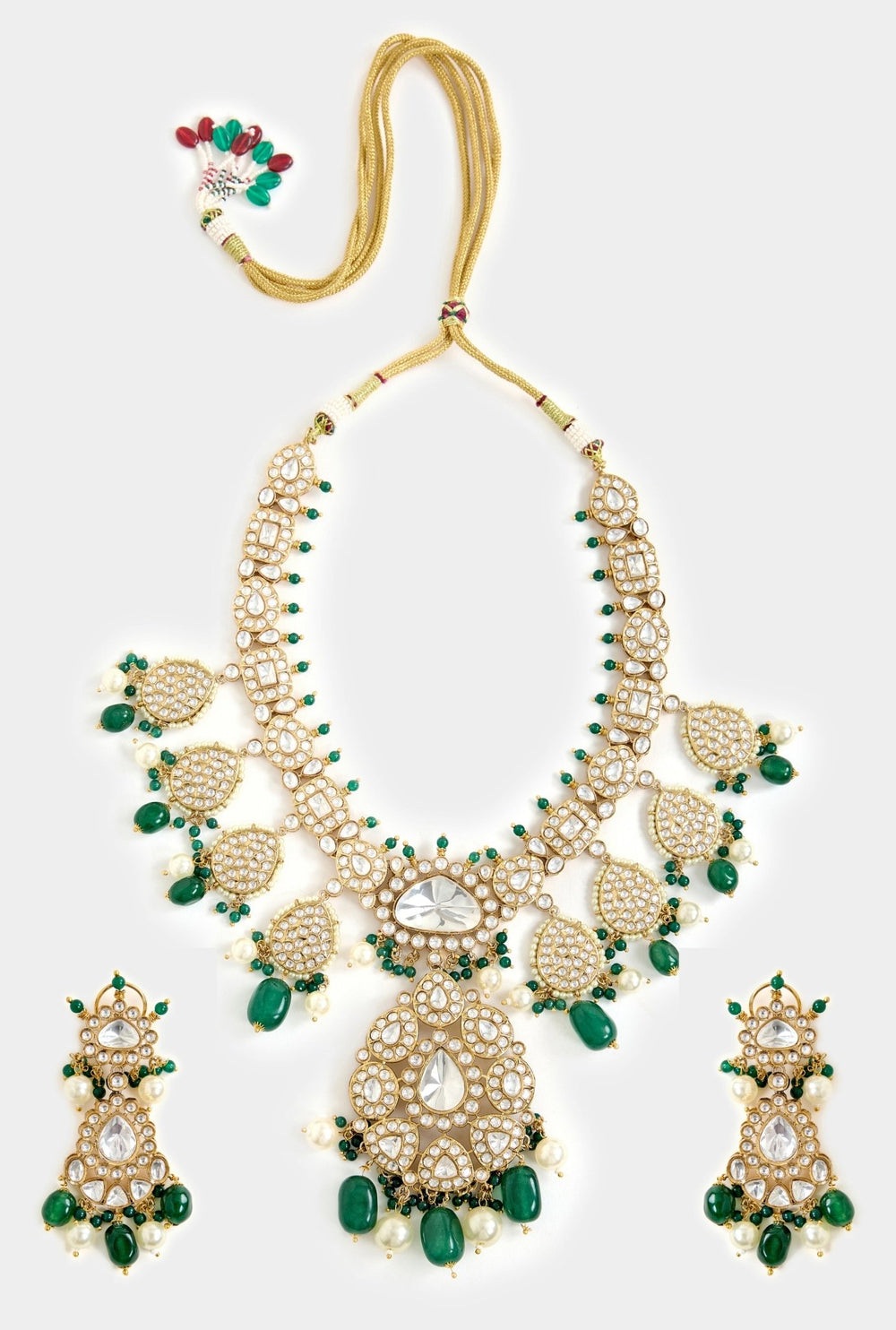Kundan And Green Bead Bridal Necklace Set Vivinia By Vidhi Mehra - Fabilicious Fashion