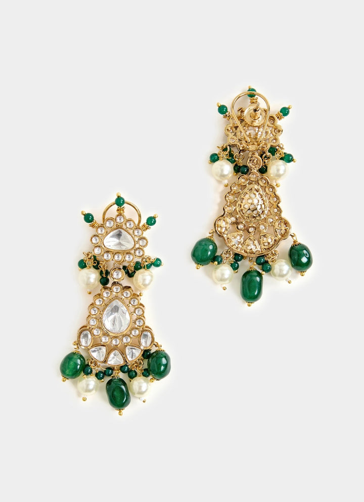 Kundan And Green Bead Bridal Necklace Set Vivinia By Vidhi Mehra - Fabilicious Fashion