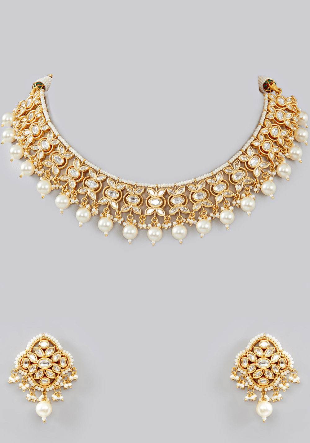 Kundan And Pearl Necklace Set Zevar by Geeta - Fabilicious Fashion