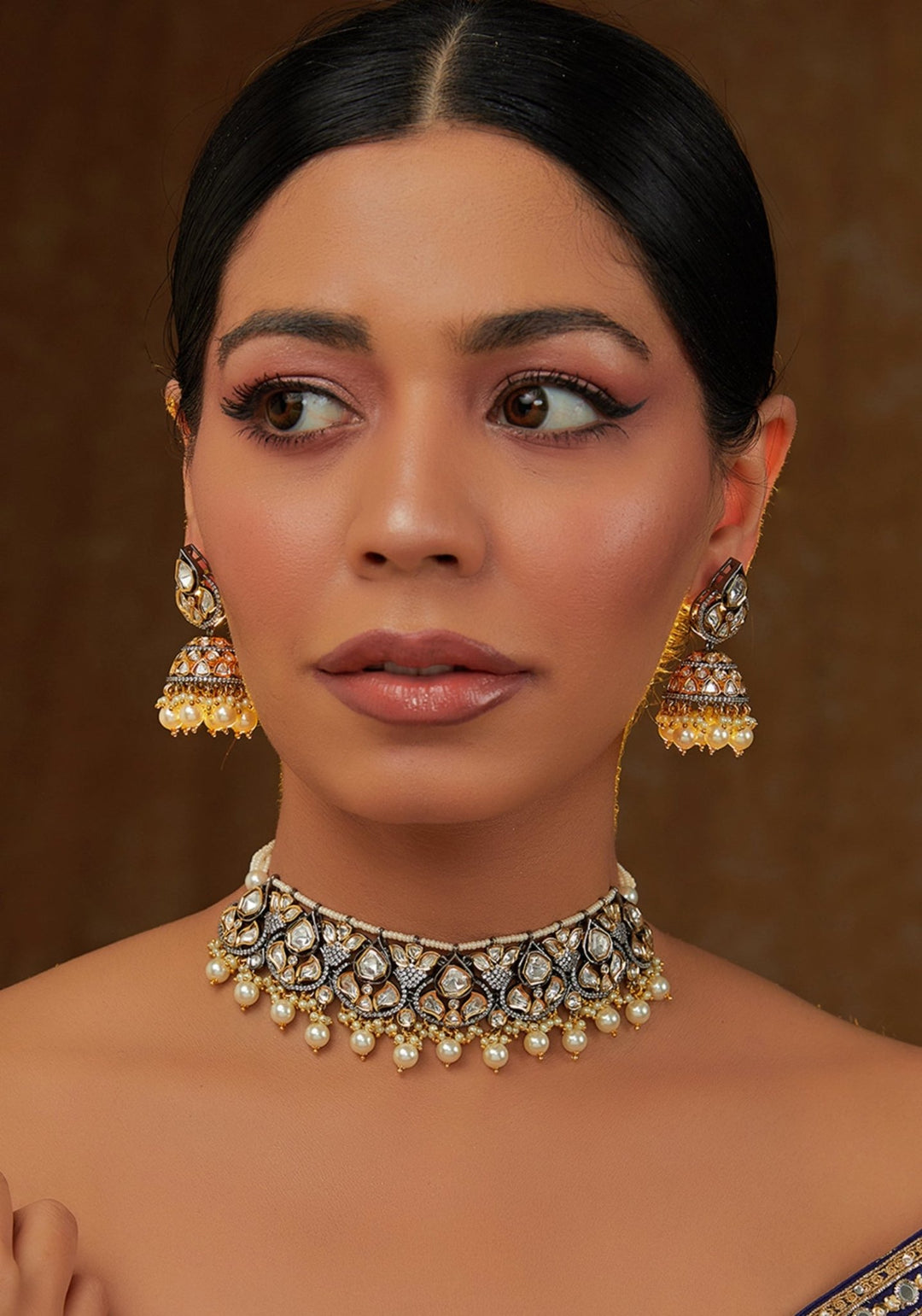 Kundan And Pearl Necklace Set Zevar by Geeta - Fabilicious Fashion