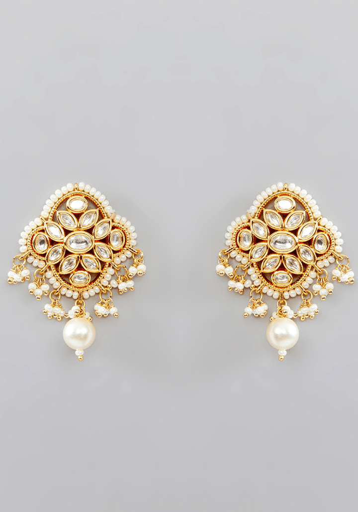 Kundan And Pearl Necklace Set Zevar by Geeta - Fabilicious Fashion