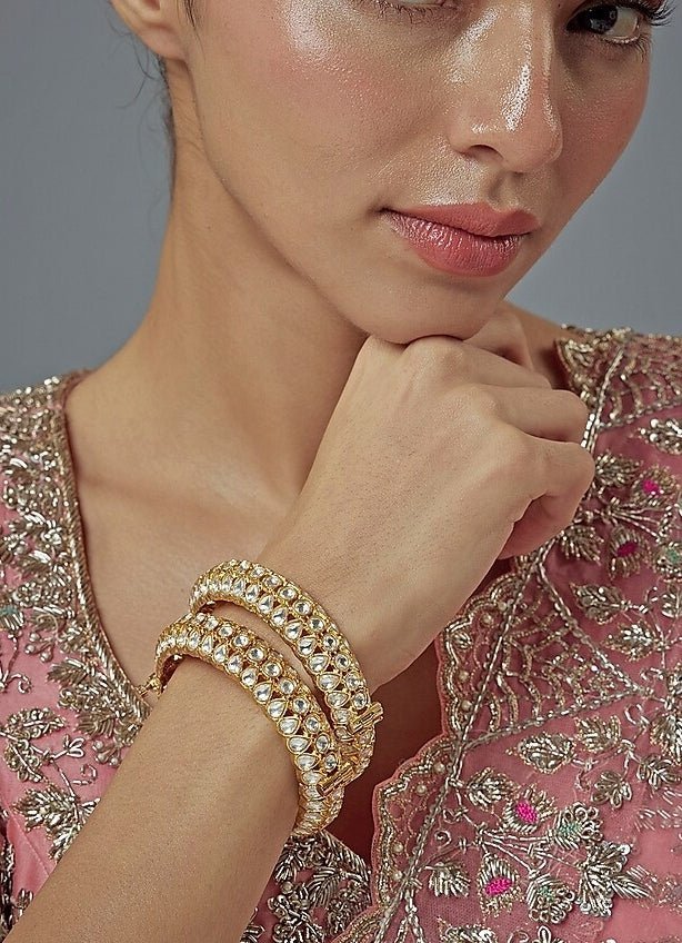 Kundan And Polki Gold Plated Bangles Vivinia by Vidhi Mehra - Fabilicious Fashion