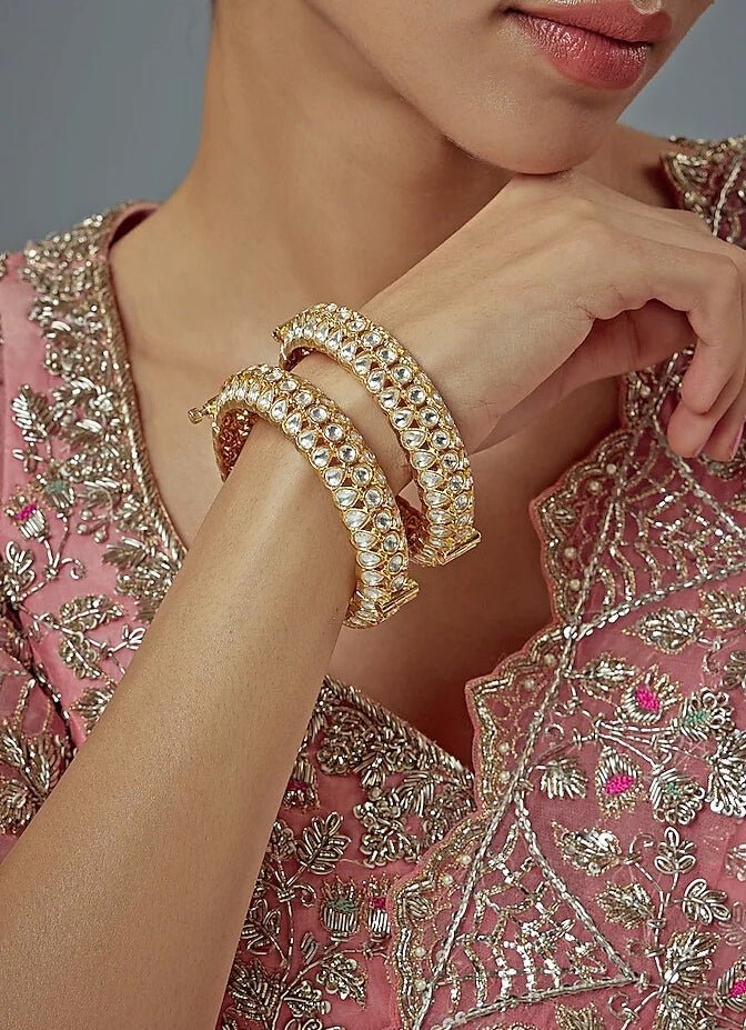 Kundan And Polki Gold Plated Bangles Vivinia by Vidhi Mehra - Fabilicious Fashion