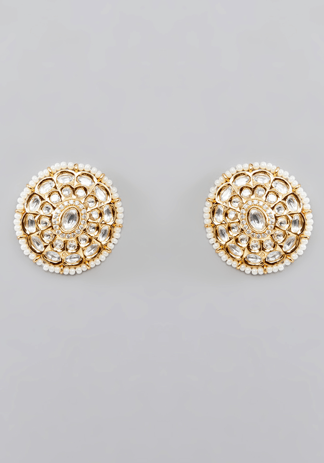 Kundan And Stone Circular Motif Necklace Set Zevar by Geeta - Fabilicious Fashion