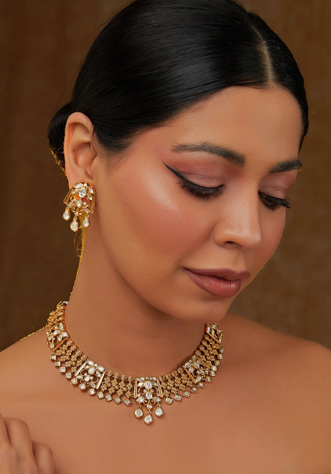 Kundan And Stone Necklace Set Zevar by Geeta - Fabilicious Fashion