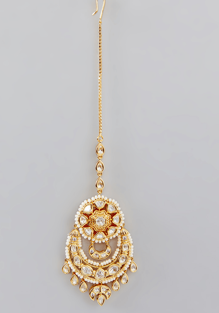 Kundan Chandbali Necklace Set Zevar by Geeta - Fabilicious Fashion
