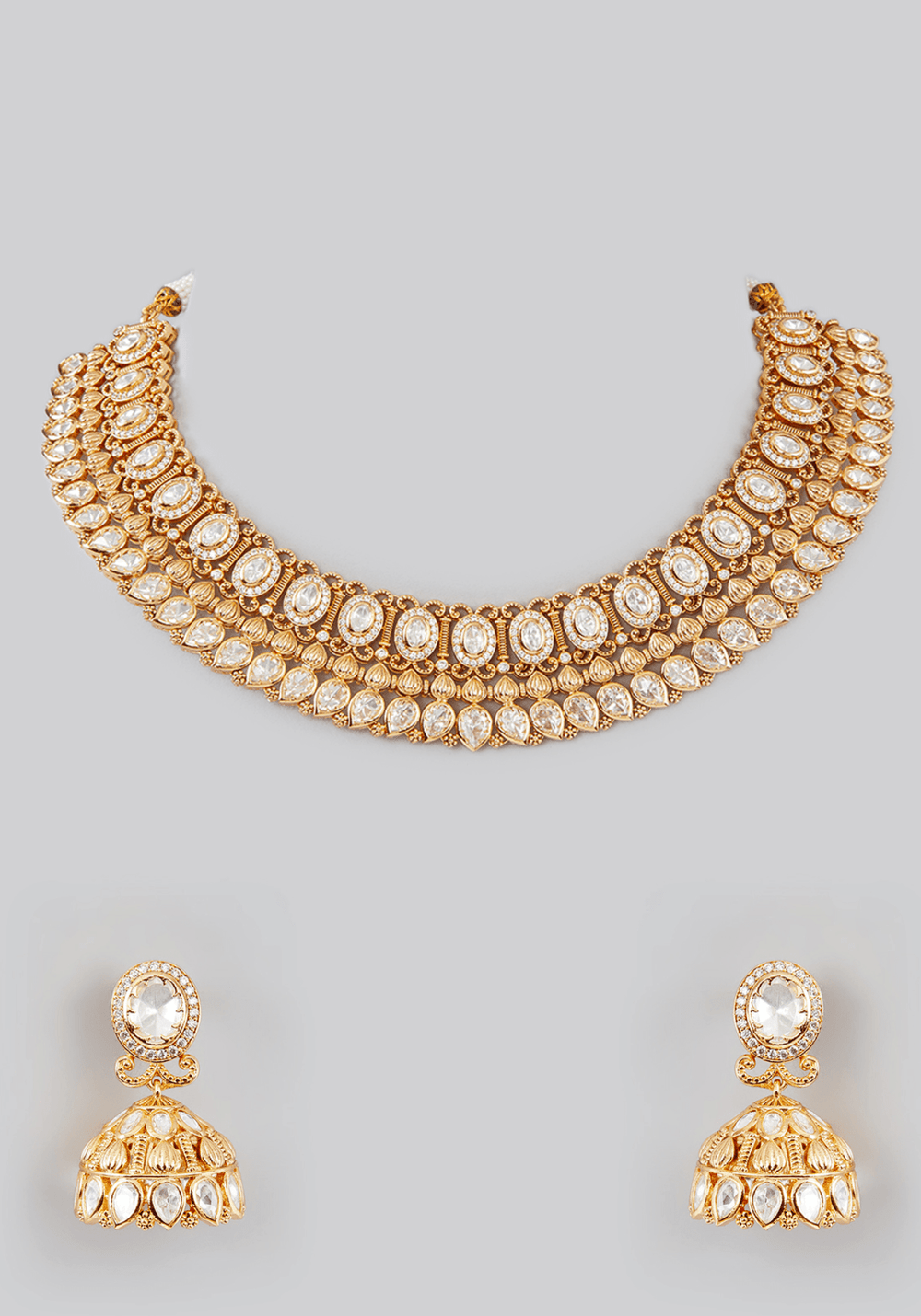 Kundan Choker Necklace Set Zevar by Geeta - Fabilicious Fashion