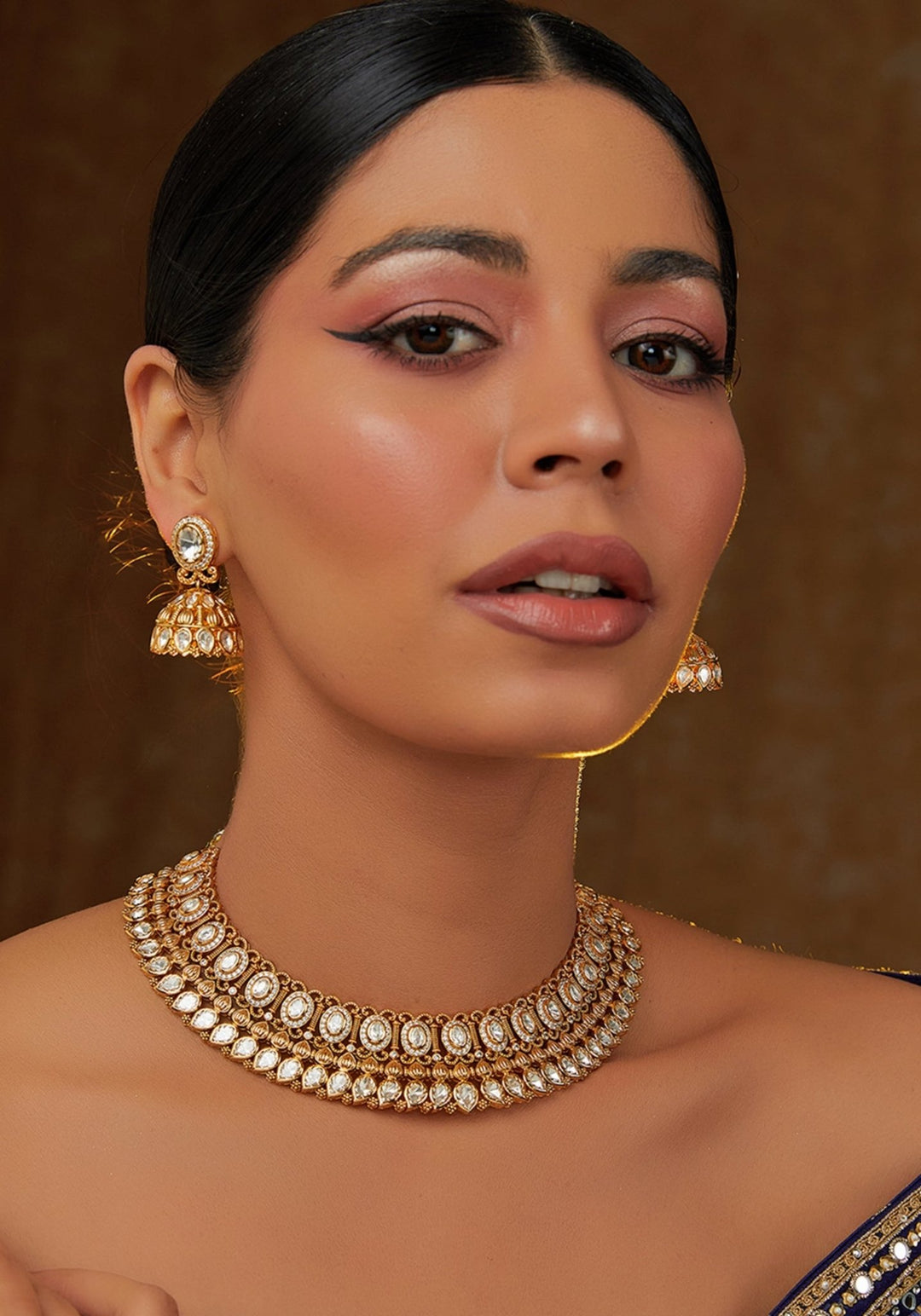 Kundan Choker Necklace Set Zevar by Geeta - Fabilicious Fashion