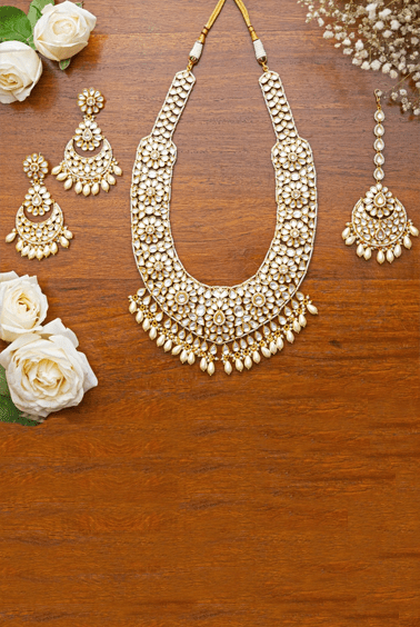 Kundan Choker Necklace Set Zevar by Geeta - Fabilicious Fashion