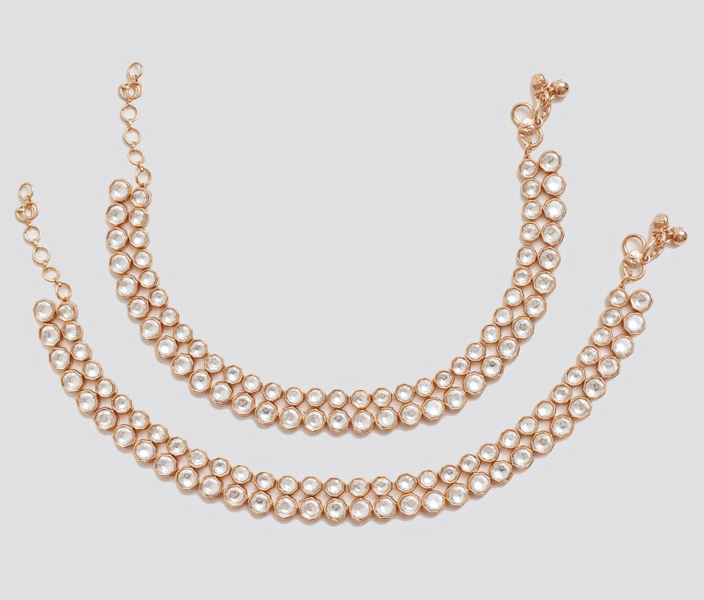 Kundan Gold Anklets Zevar By Geeta - Fabilicious Fashion